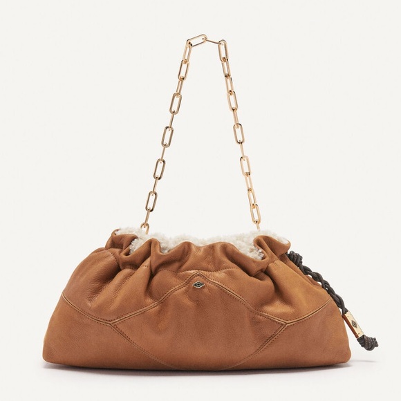 ba&sh Handbags - ⭐️Never Worn ~ AUTH BA&SH Shearling June Suede Shoulder/Crossbody/Clutch Bag